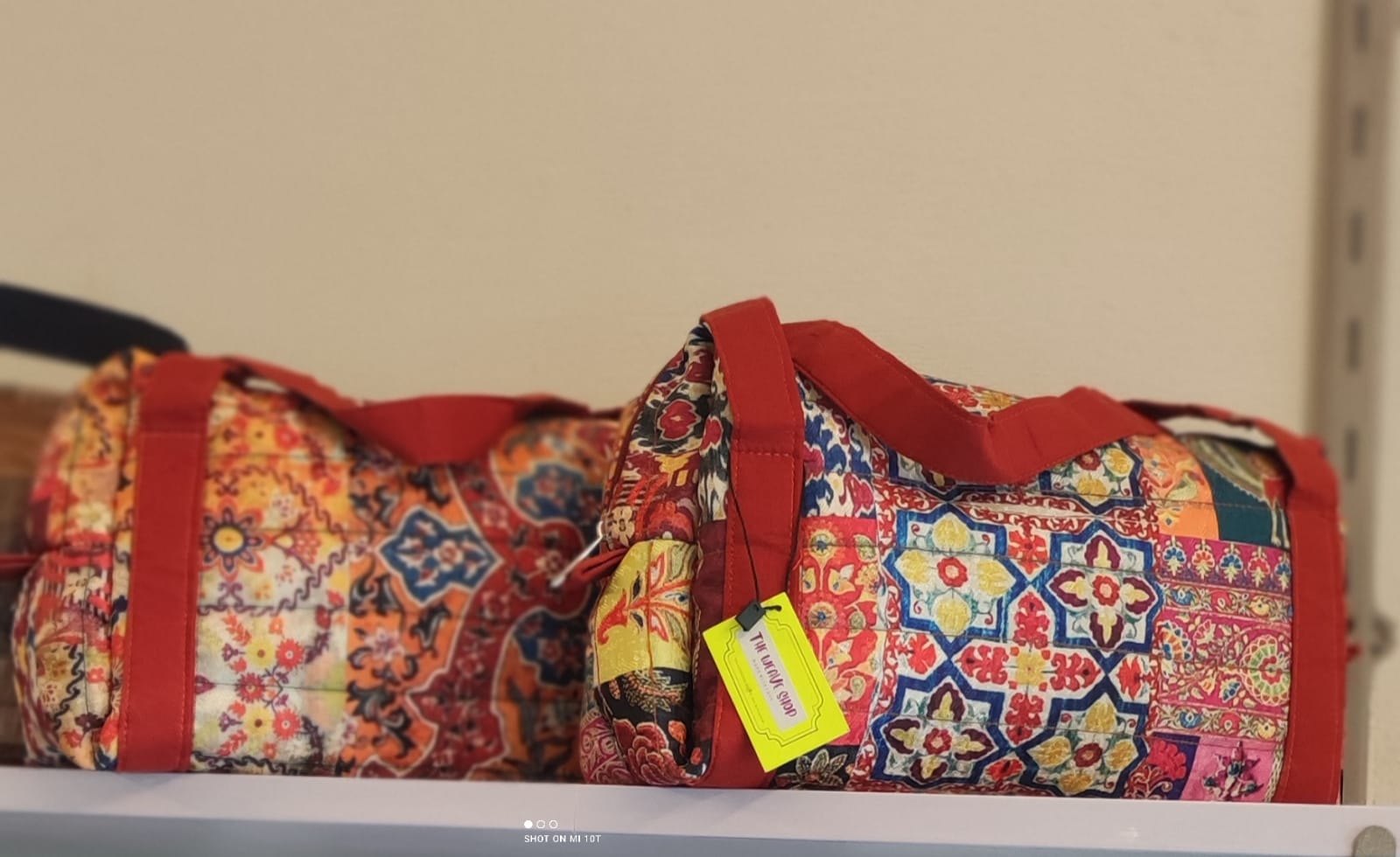 Fabric -  printing velvet with multiple colours  Bag- make up accessories