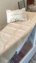 Hand-Embroidered Jute Table Runner & Tissue Box Cover Set (2-Piece)