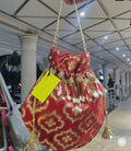 Luxury Gold-Embroidered Potli Bag – Traditional Bridal Pouch
